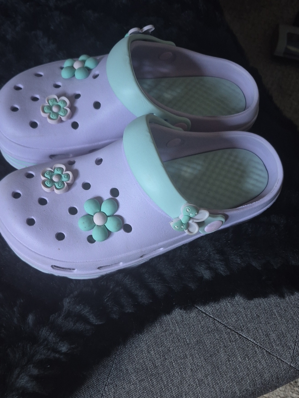Pastel Lavender Floral Clog Sandals with Mint Strap